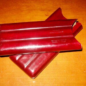 Vintage Genuine Calf Leather 3 Cigar Case Made in Italy Brown Cigar Travel Case